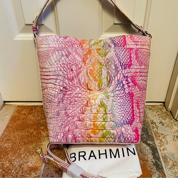 💘NWOT! RARE COLOR!! Brahmin Leather Croc Shira in Optimism! - Picture 4 of 16